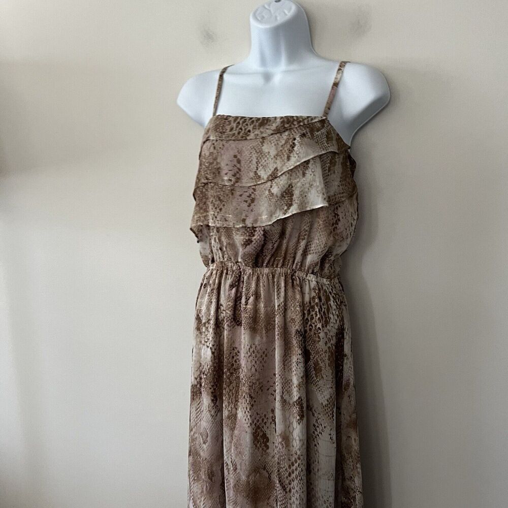 Express Maxi Dress Womens Medium Flowy Tiered Animal Print Mesh Chiffon Boho - Picture 9 of 14